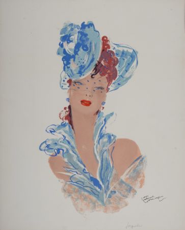 リトグラフ Domergue - La Parisienne : Jacqueline, 1956