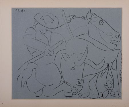 リノリウム彫版 Picasso (After) - La pique cassée, 1962