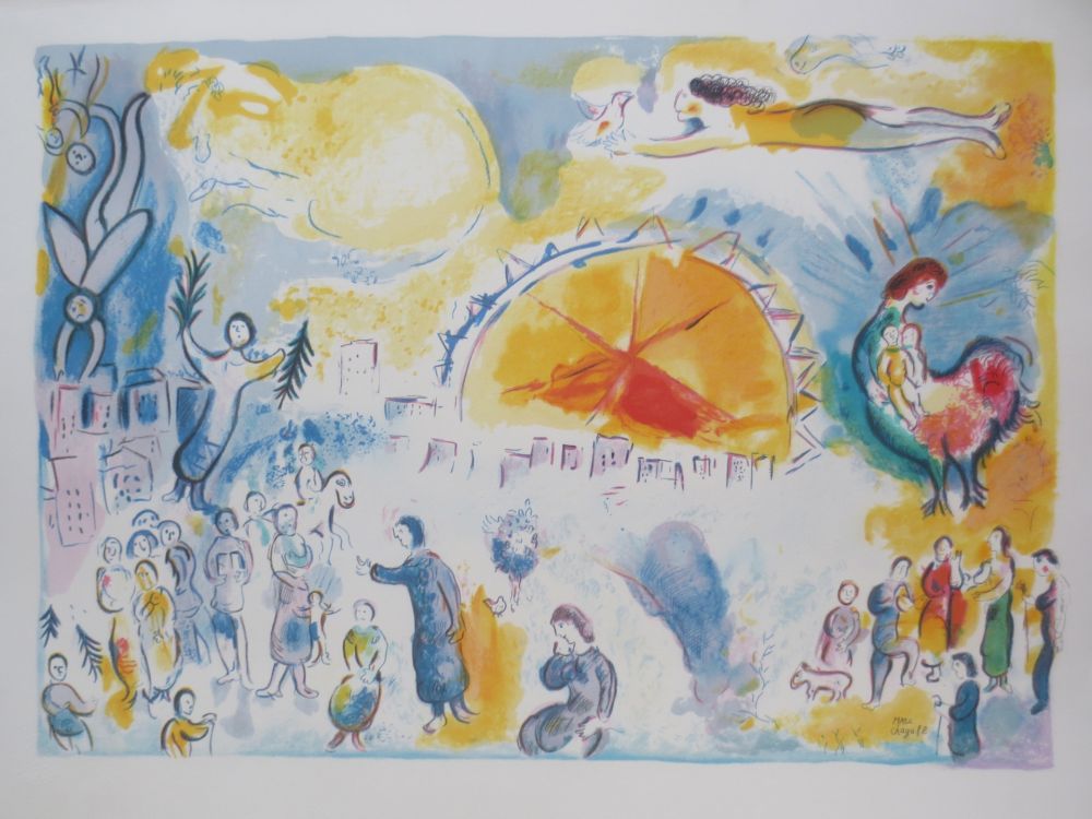 リトグラフ Chagall - La procession de noël