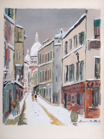 ステンシル Utrillo - La Rue Saint-Rustique, Montmartre, 1950