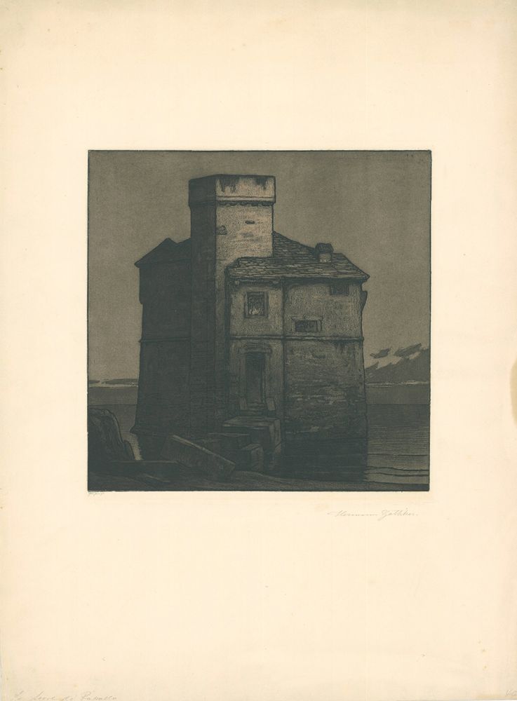 エッチングと　アクチアント Gattiker - La Torre di Rapallo (Torre Pagana)