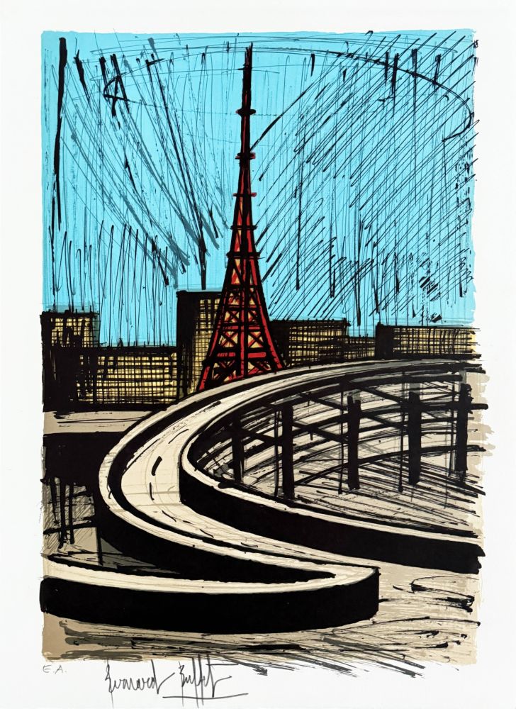 リトグラフ Buffet - La tour Eiffel et l'autoroute, Tokyo