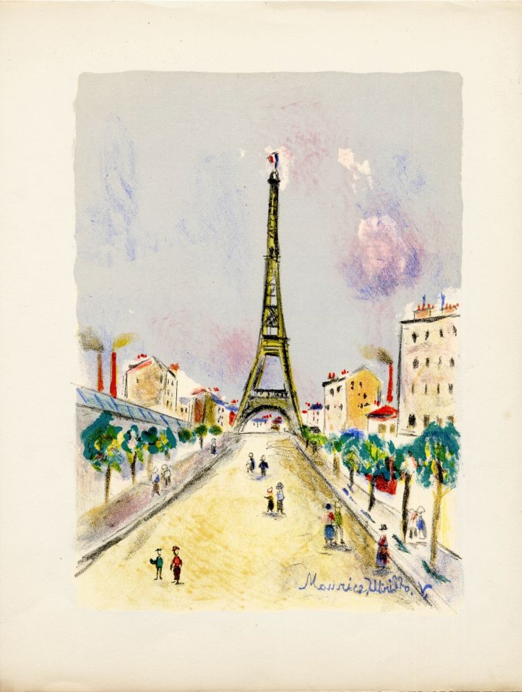 リトグラフ Utrillo - LA TOUR EIFFEL. Épreuve pour Maurice Utrillo (Paris, 1955)