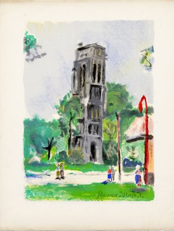リトグラフ Utrillo - LA TOUR SAINT-JACQUES. Épreuve pour Maurice Utrillo (Paris, 1955)