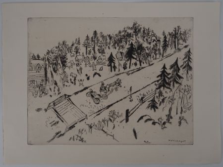 彫版 Chagall - La traversée du village (En chemin)