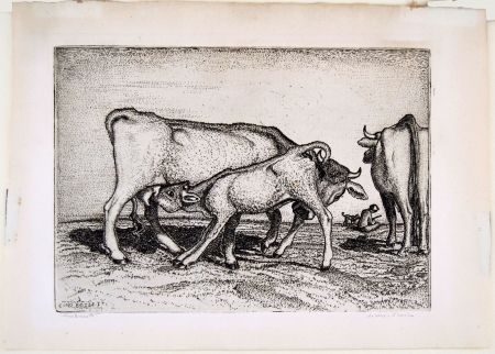 彫版 Bozzetti - LA VACCA E IL BOCCINO (The cow and the calf), fourth version. 