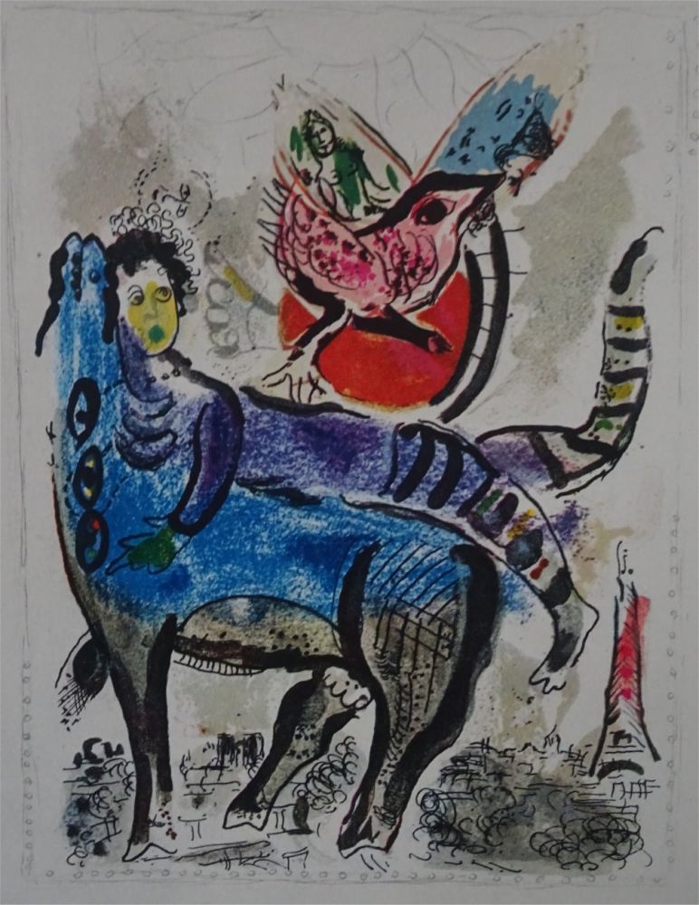 リトグラフ Chagall - La Vache bleue