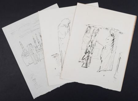 リトグラフ Bonnard - La vie de Sainte Monique #10, 1930 - Set of 3 lithographs- Set of 3 litographss