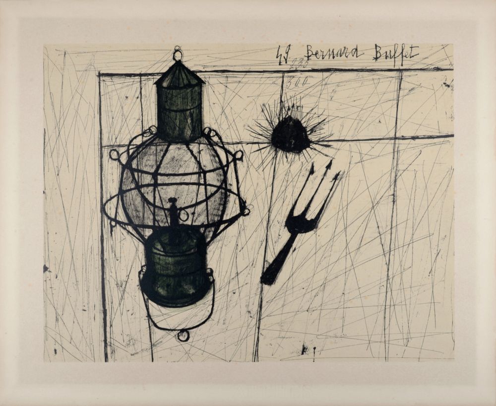 リトグラフ Buffet - Lampe tempête, 1960
