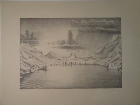 リトグラフ Stöcklin - Landschaft bei Morcote.
