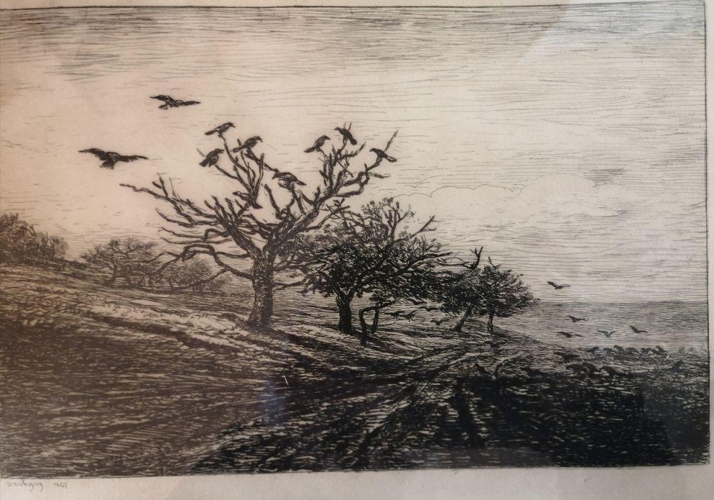 エッチング Daubigny - L'arbre aux corbeaux