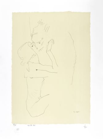 リトグラフ Schiele - Le baiser, 1911 | The kiss, 1911