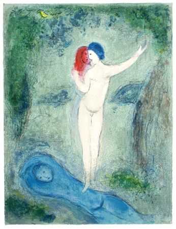 リトグラフ Chagall - LE BAISER DE CHLOÉ (de Daphnis et Choé. 1961)