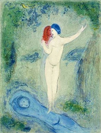リトグラフ Chagall - Le baiser de Chloé