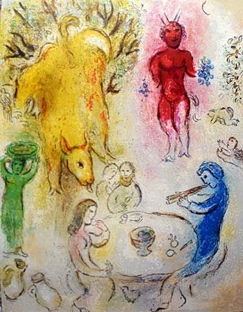 リトグラフ Chagall - Le banquet de Pan