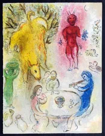 リトグラフ Chagall - LE BANQUET DE PAN (de la Suite Daphnis & Chloé - 1961)