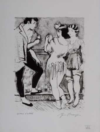 リトグラフ Brayer - Le bar des artistes #VIII, 1949 - Hand-signed