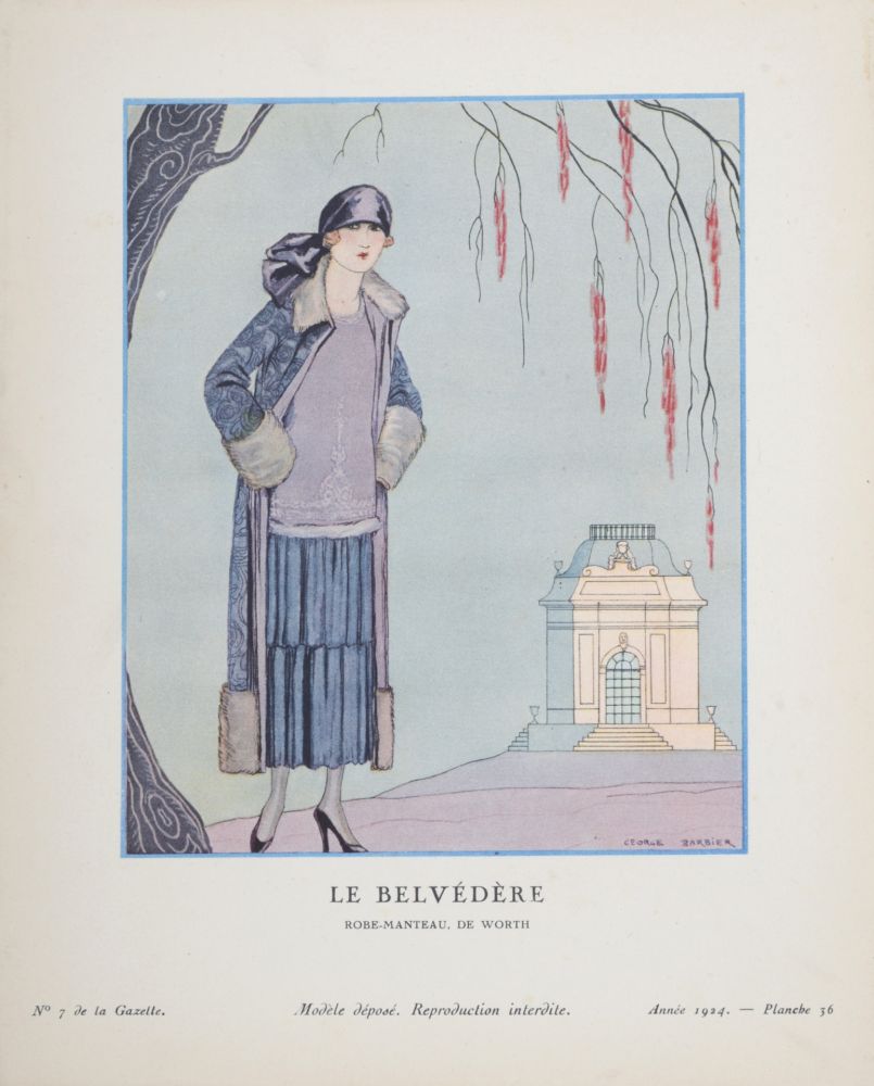 ステンシル Barbier - Le Belvédère, Robe-manteau de Worth, 1924