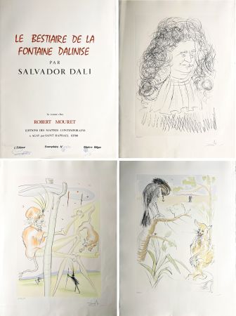 エッチングと　アクチアント Dali - LE BESTIAIRE DE LA FONTAINE DALINISÉ (12 gravures aquarellées - 1974)