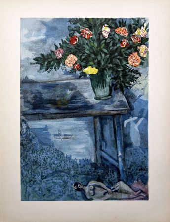 ステンシル Chagall - LE BOUQUET DANS LA NUIT BLEUE (vers 1950)