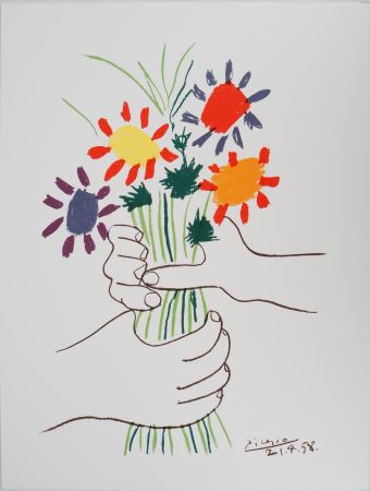 リトグラフ Picasso - Le bouquet de la Paix