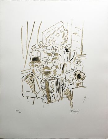 リトグラフ Leger - LE CAFÉ ou L'ACCORDÉONISTE (La Ville, Paris 1959)