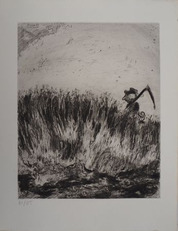 彫版 Chagall - Le champ (L'Alouette et ses petits, avec le maître d'un champ)