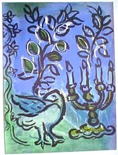リトグラフ Chagall - Le chandelier