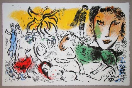リトグラフ Chagall - Le cheval vert