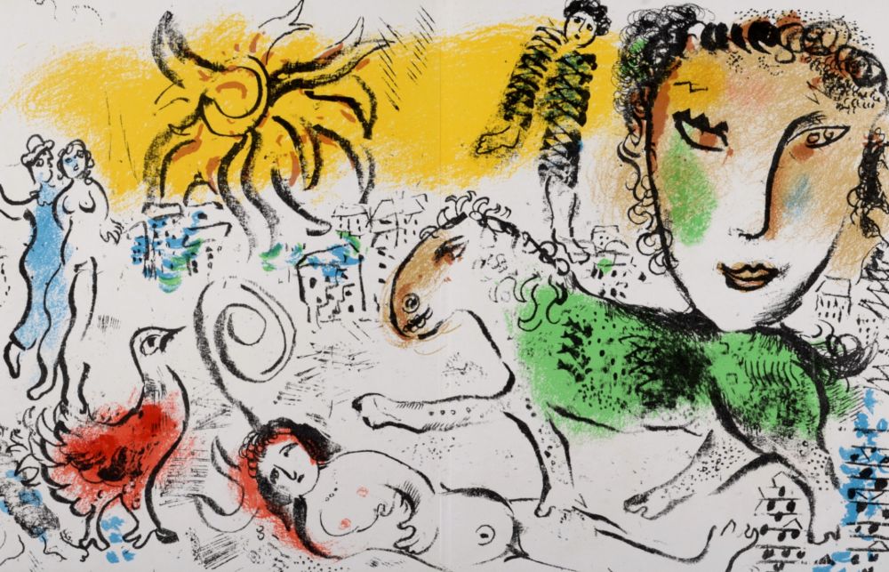 リトグラフ Chagall - Le Cheval vert, 1973