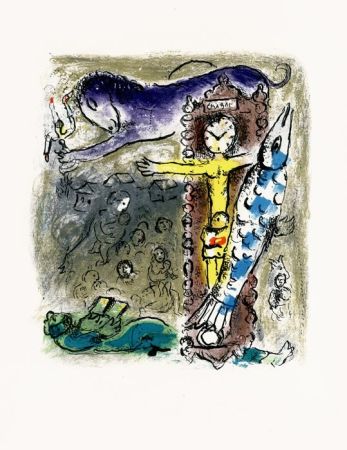 リトグラフ Chagall - Le Christ à l'horloge