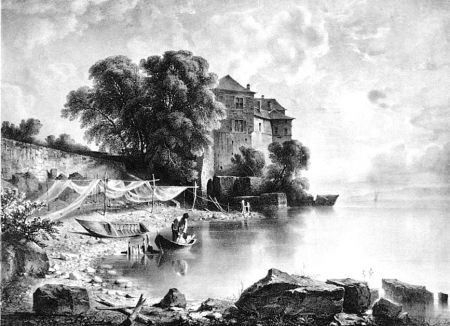 リトグラフ Fontanesi - Le château de Glérolles (Lac de Genève)