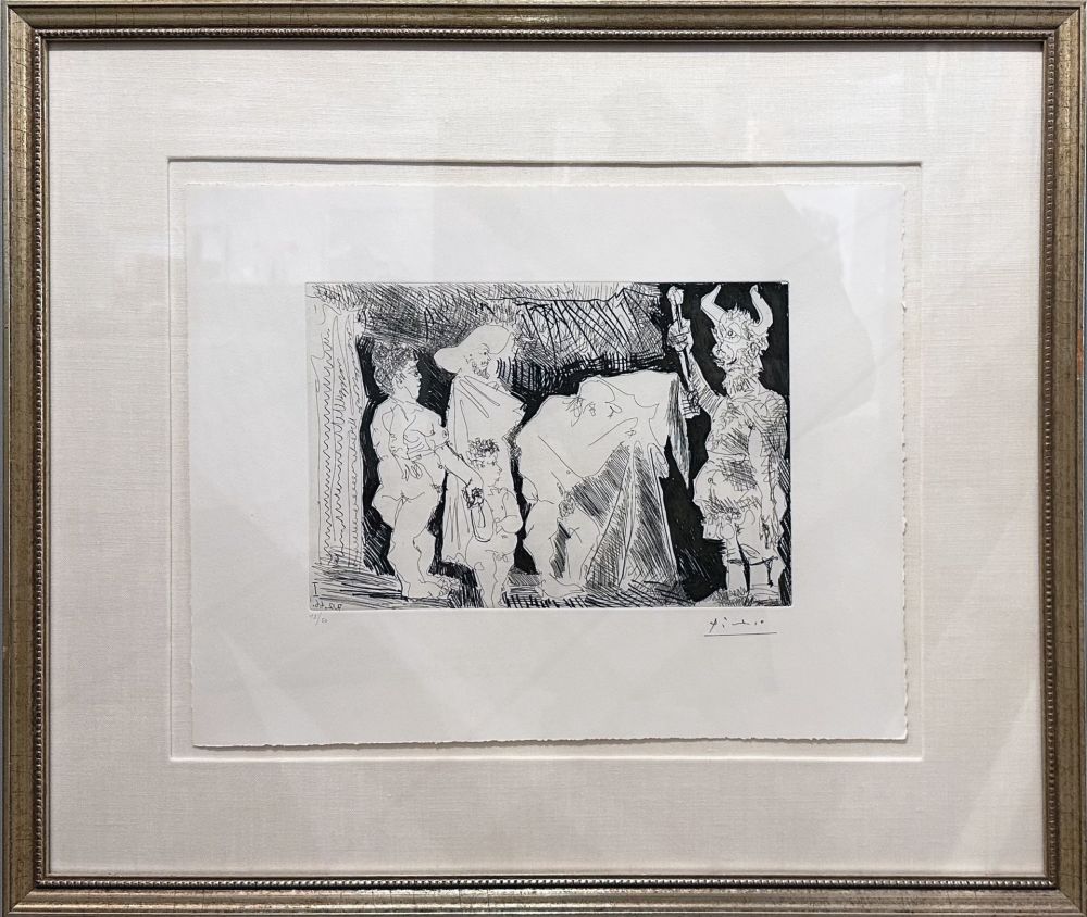 エッチングと　アクチアント Picasso - Le Cocu Posant pour une photographie devant des spectateurs (The cuckold posing for a photograph in front of spectators)