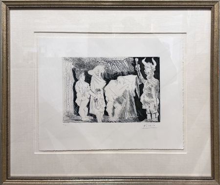 エッチングと　アクチアント Picasso - Le Cocu Posant pour une photographie devant des spectateurs (The cuckold posing for a photograph in front of spectators)