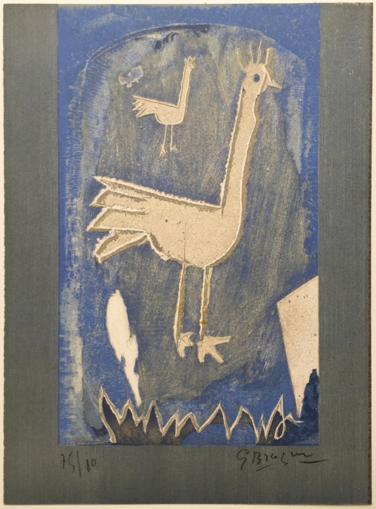 リトグラフ Braque - Le Coq (frontispice pour Verve n° 27/28 1953)