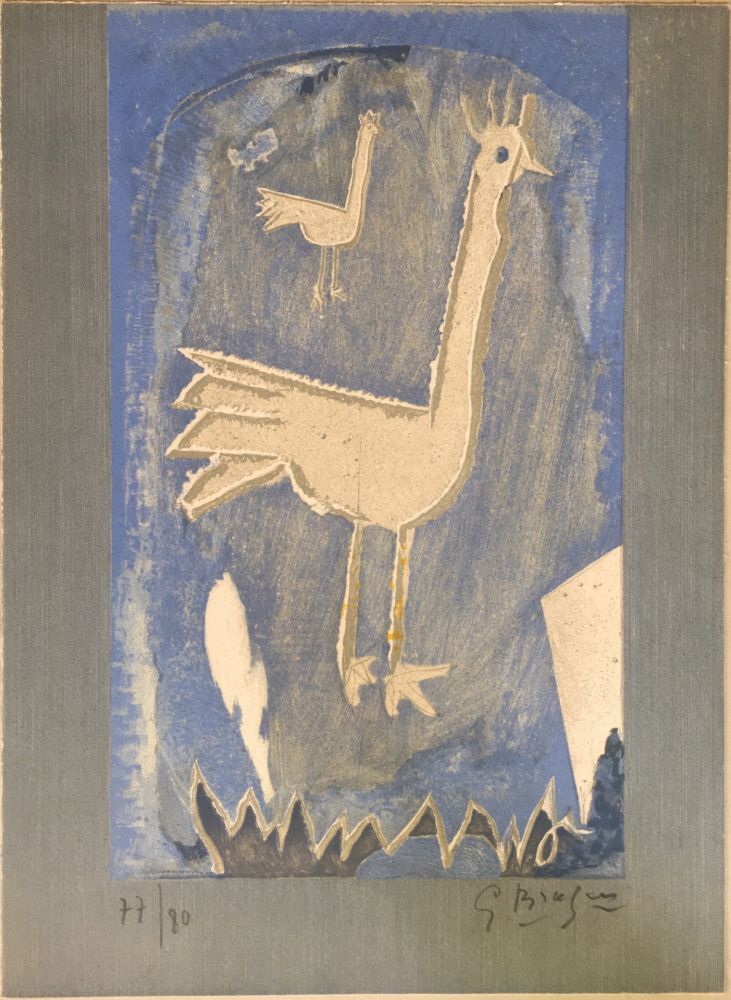 リトグラフ Braque - Le Coq (frontispice pour Verve n° 27/28 1953)