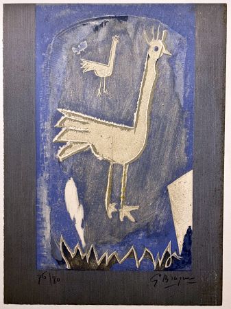 リトグラフ Braque - LE COQ (Lithographie originale signée (Verve 1952/53)