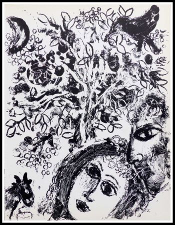 リトグラフ Chagall - LE COUPLE DEVANT L'ARBRE