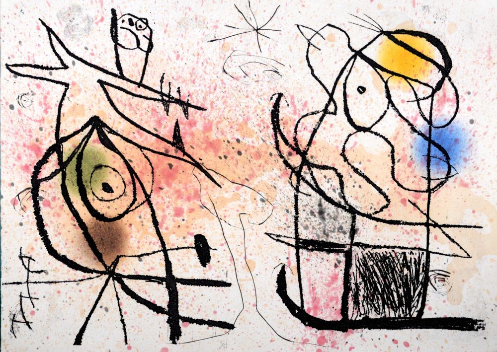 エッチングと　アクチアント Miró - Le Courtisan grotesque XI, 1974