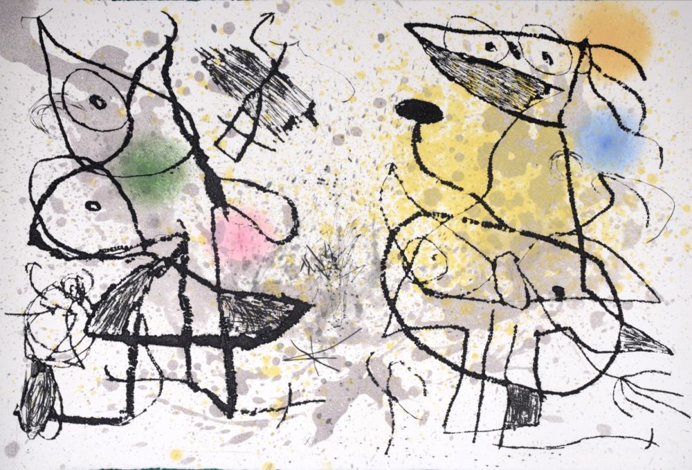 エッチングと　アクチアント Miró - Le Courtisan grotesque XIII, 1974