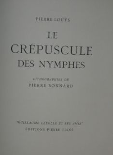 挿絵入り本 Bonnard - LE CREPUSCULE DES NYMPHES