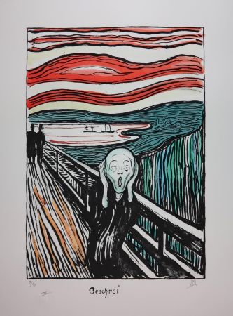 リトグラフ Munch - LE CRI / THE SCREAM / GESCHREI - 1895