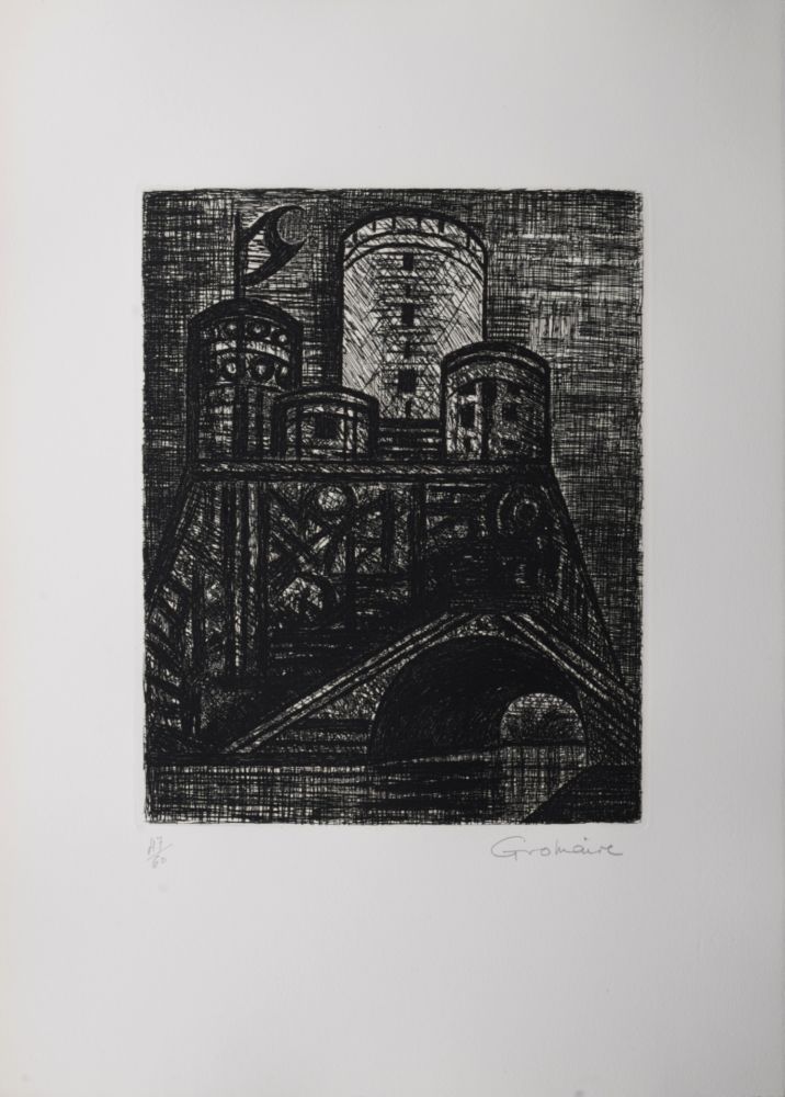 リトグラフ Gromaire - Le donjon de Dunsinane, 1958