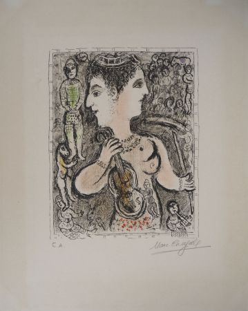 リトグラフ Chagall - Le double visage de l'artiste