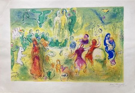 リトグラフ Chagall - LE FESTIN NUPTIAL ((Wedding Feast). Épreuve signée (Daphnis & Chloé - 1961)