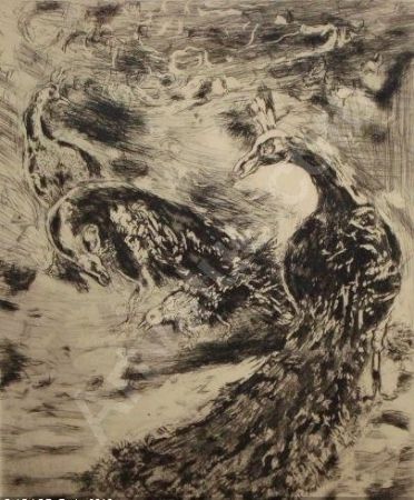 エッチングと　アクチアント Chagall - Le Geai Pare des Plumes du Paon