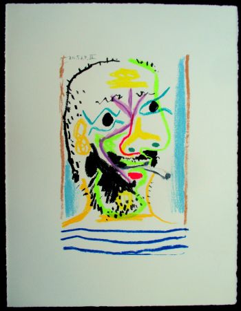 シルクスクリーン Picasso - Le Gout du Bonheur 16, Fumeur II