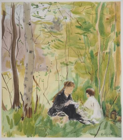リトグラフ Morisot - Le goûter en forêt