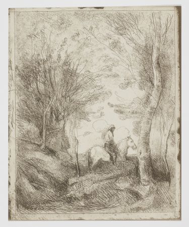 技術的なありません Corot - Le Grand Cavalier sous Bois (Horseman in the Woods, Large Plate)