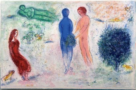 リトグラフ Chagall - LE JUGEMENT DE CHLOÉ (de la suite Daphnis et Chloé - 1961)